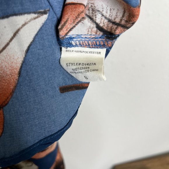 Illa Illa Blue Orange Floral Dress Spaghetti Strap Cross Back Size Small - Picture 8 of 9